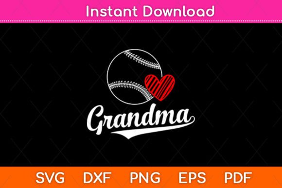 Charming Funny Heart Baseball Grandma Svg Design