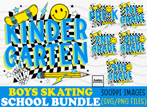 Retro School Boy Skater Teacher Bundle